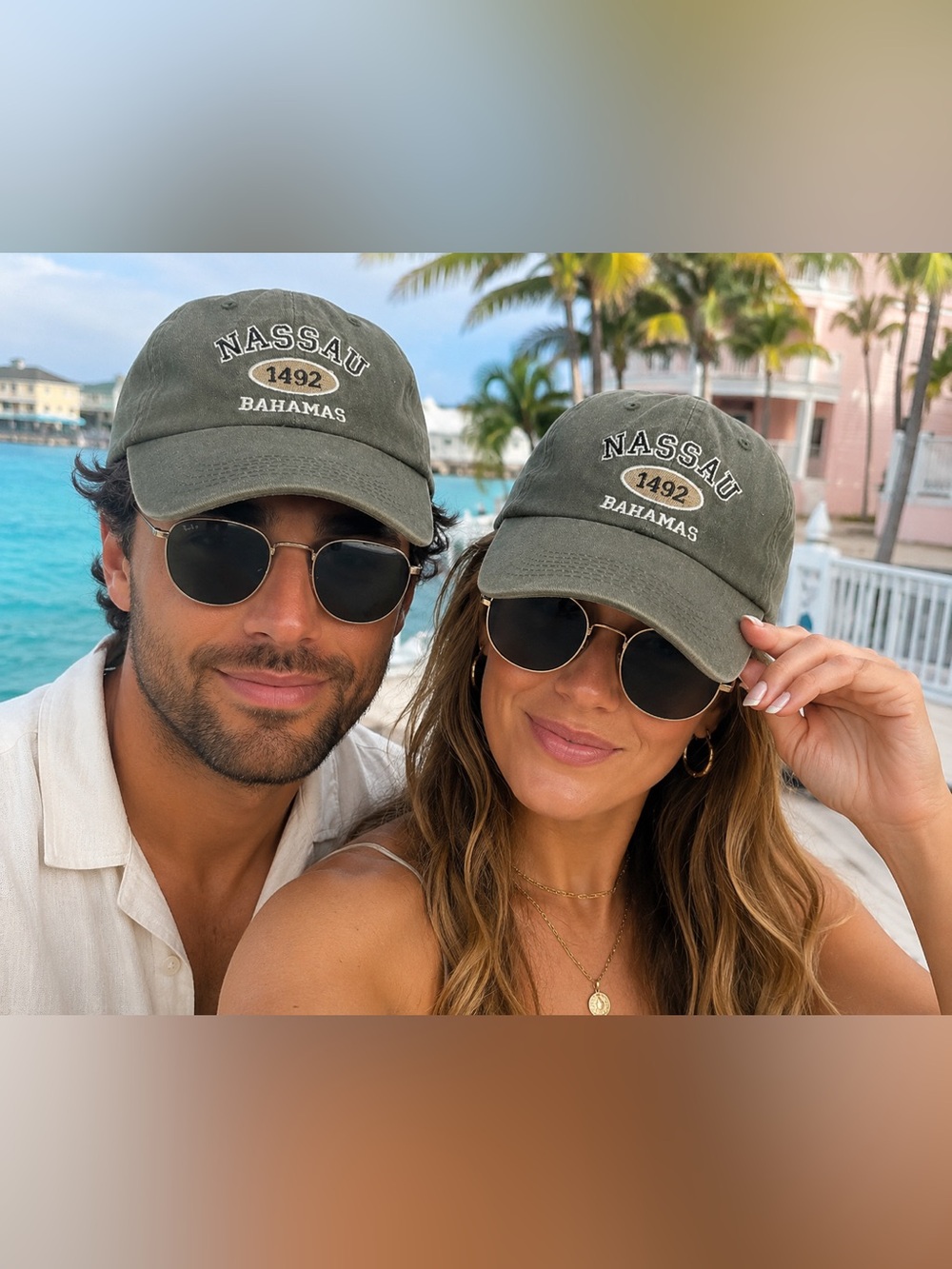 Nassau Bahamas 1492 Olive Green Baseball Cap EUC